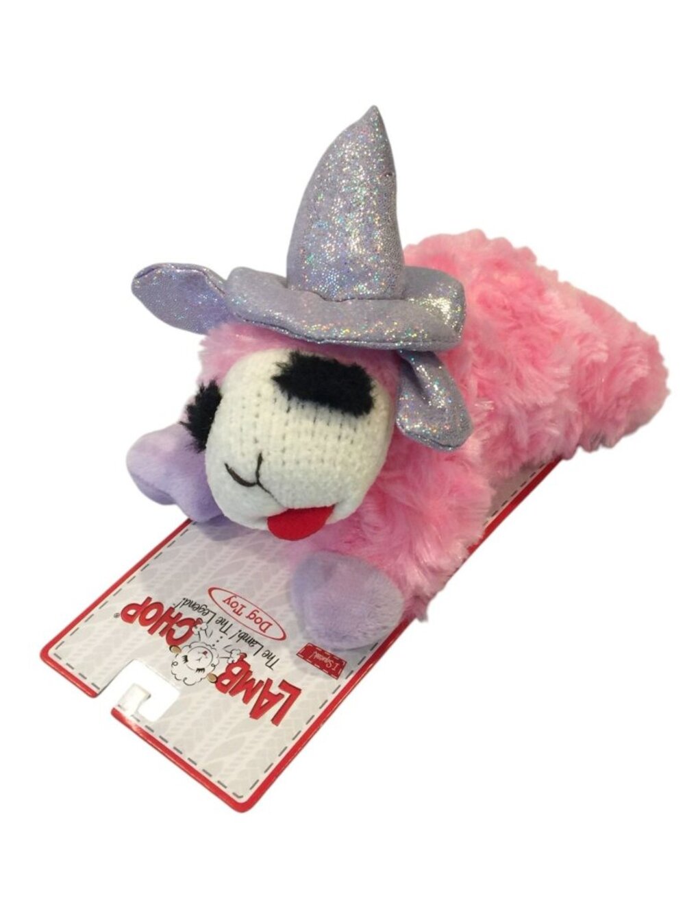 Lamb Chop Halloween Pink Silver Metallic Witch Hat 7" Dog Toy Squeak
